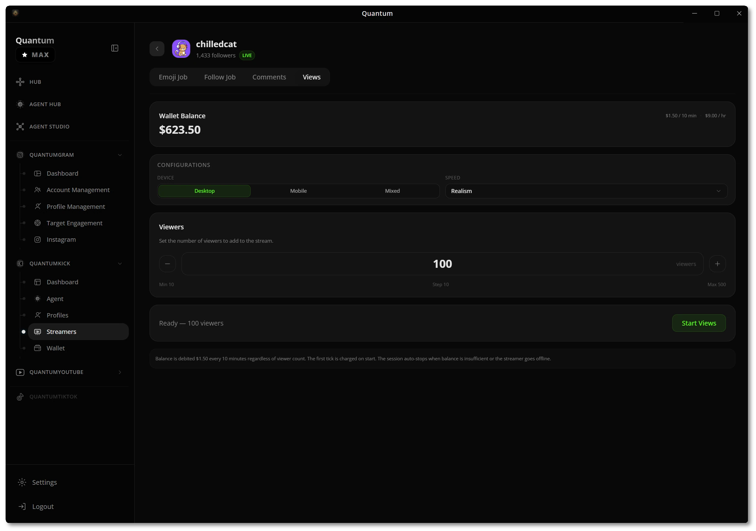 Kick viewers and balance